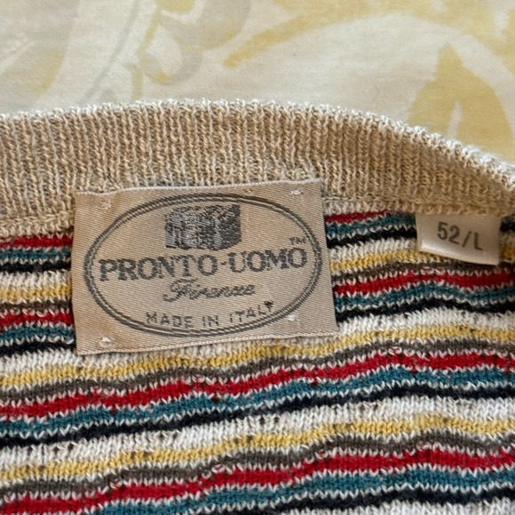 VTG Pronto Uomo Sweater Mens Adult Large  Grandpa Knit COOGI style -Italy - Picture 2 of 8